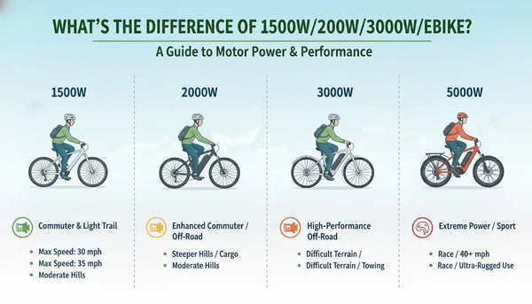 What's The Difference Of 1500W/2000W/3000W/5000W ebike?