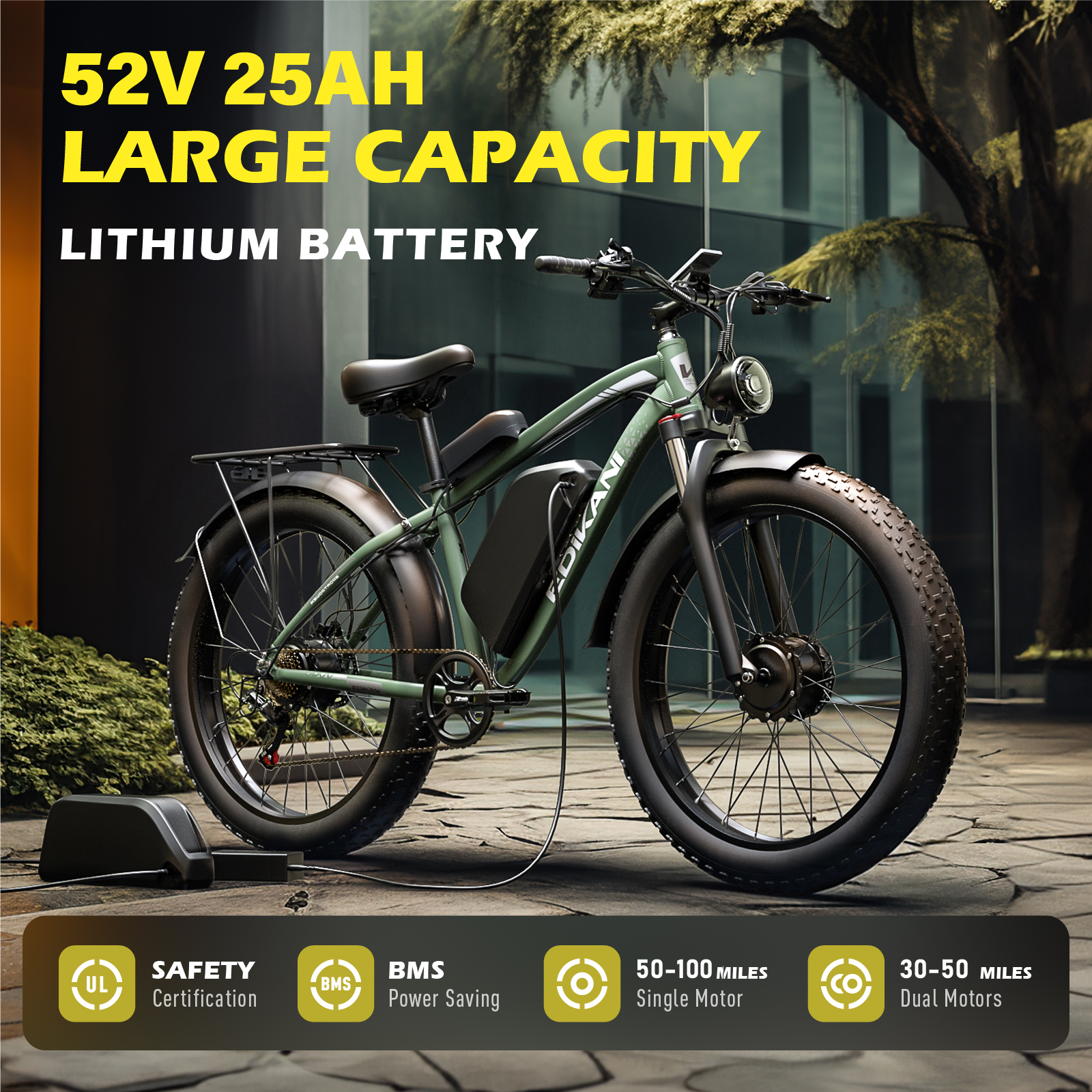EDIKANI ED-SN01 3000W Peak Dual Motor Fat Tire Electric Bike