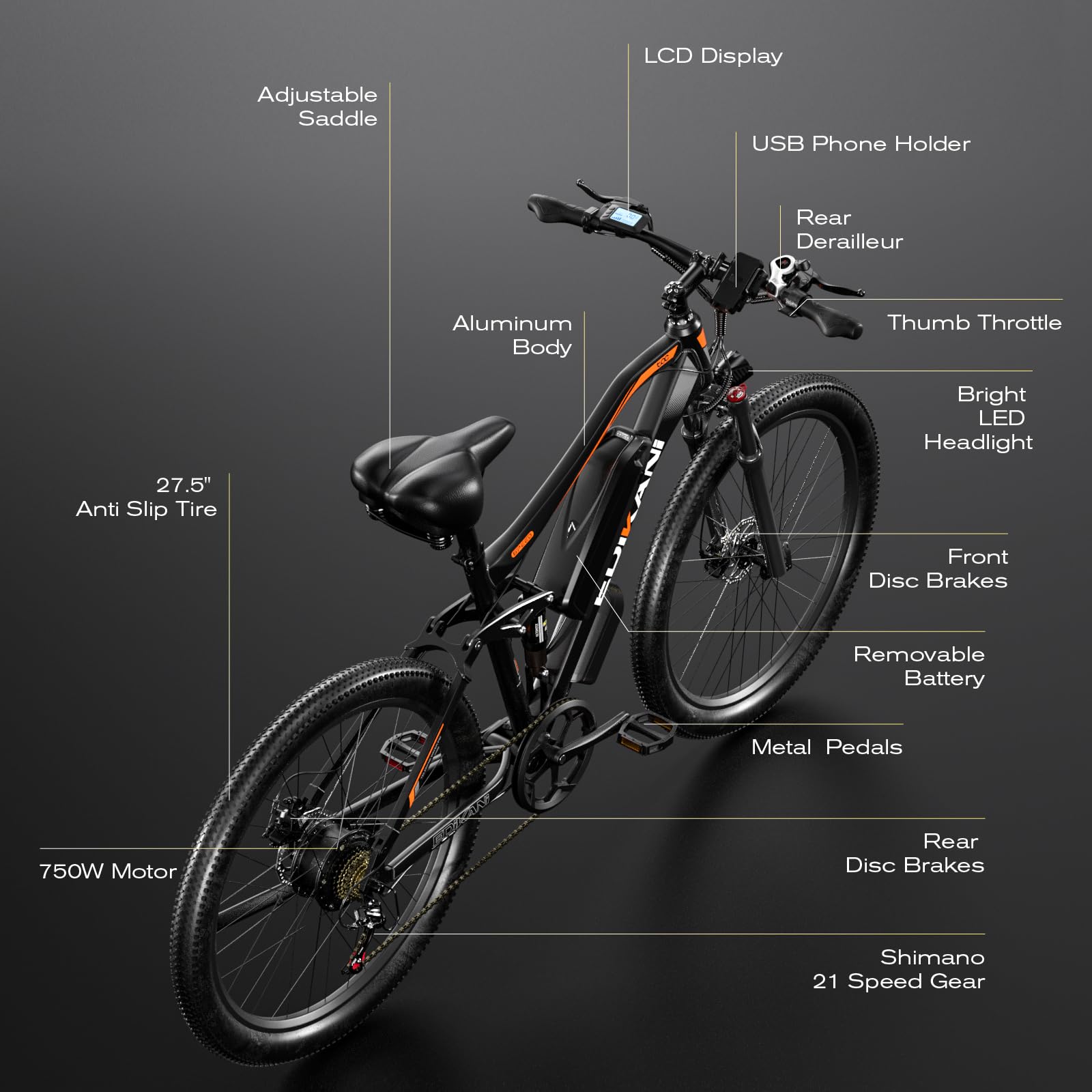 EDIKANI ED-ST01 1500W Peak Motor Mountain Electric Bike
