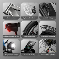 EDIKANI ED-SF01 2000W Peak Motor Fat Tire Electric Bike