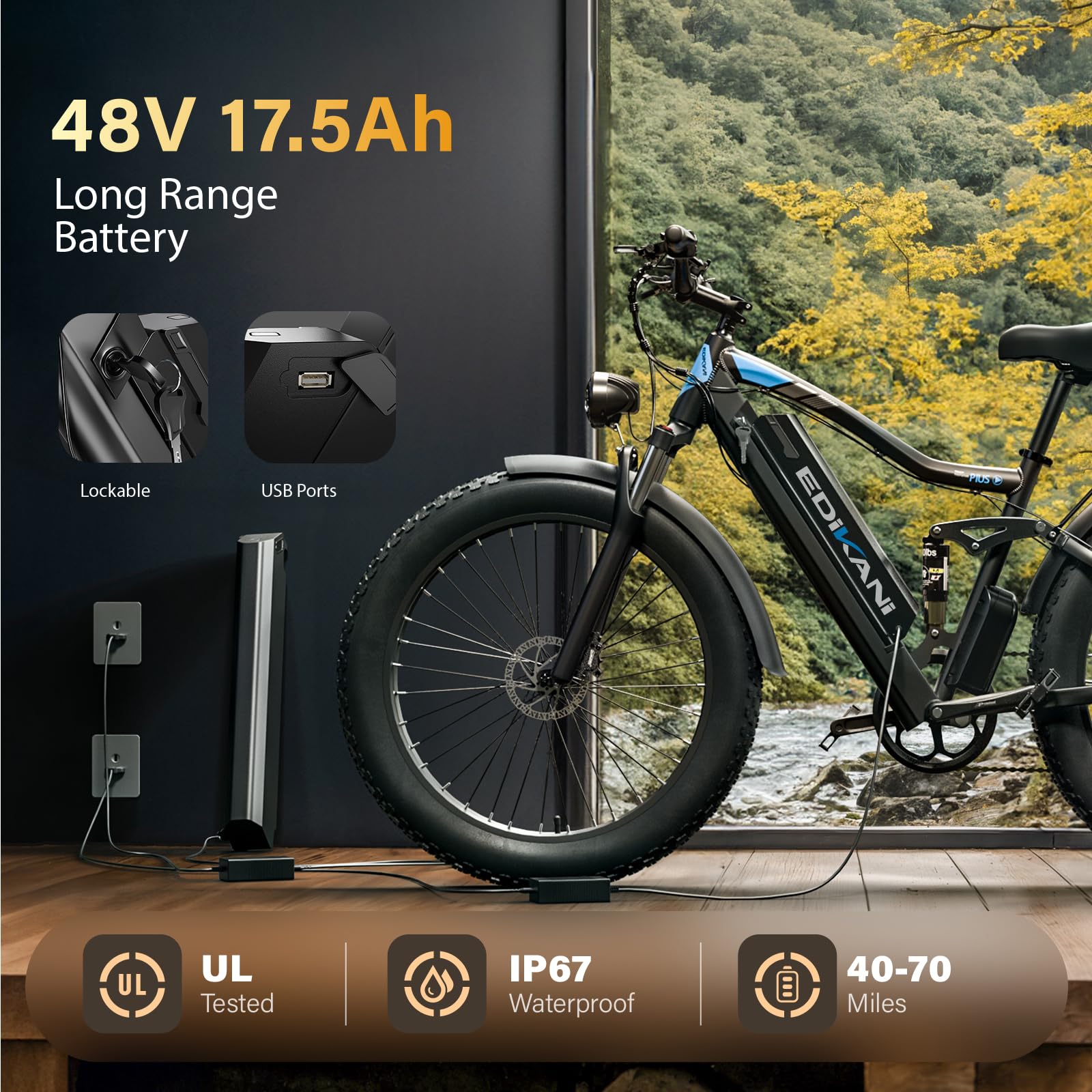 EDIKANI ED-SF01 2000W Peak Motor Fat Tire Electric Bike