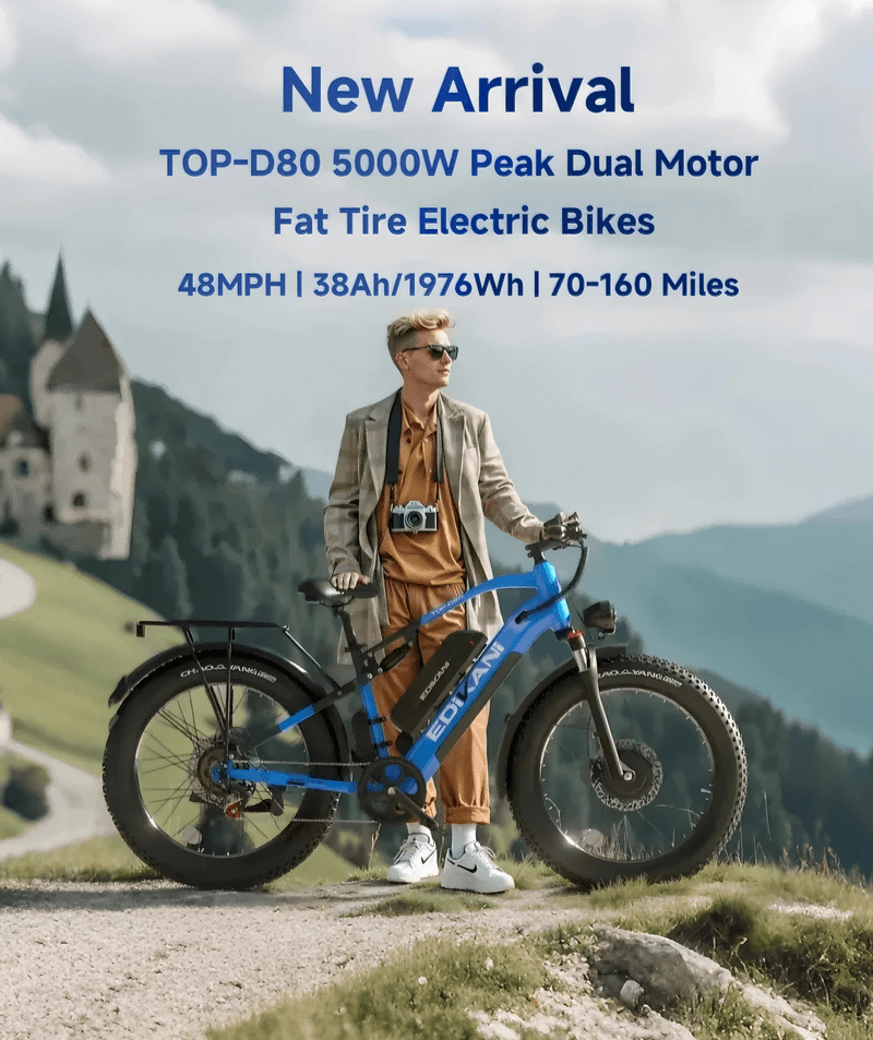 Top D80 5000W Peak Dual Motor Fat Tire Electric Bike