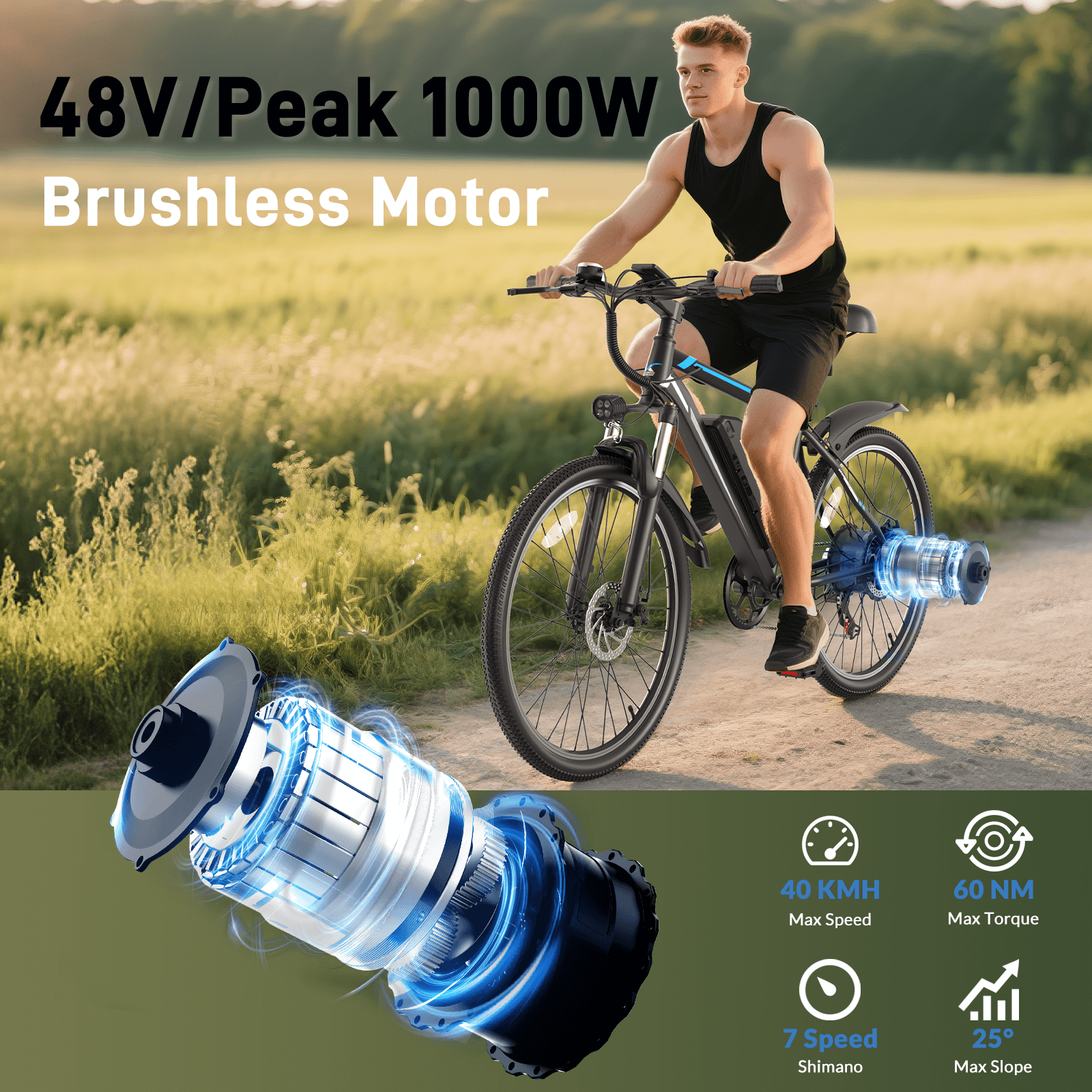 EDIKANI ED-M01 1000W Peak Motor Mountain Electric Bike