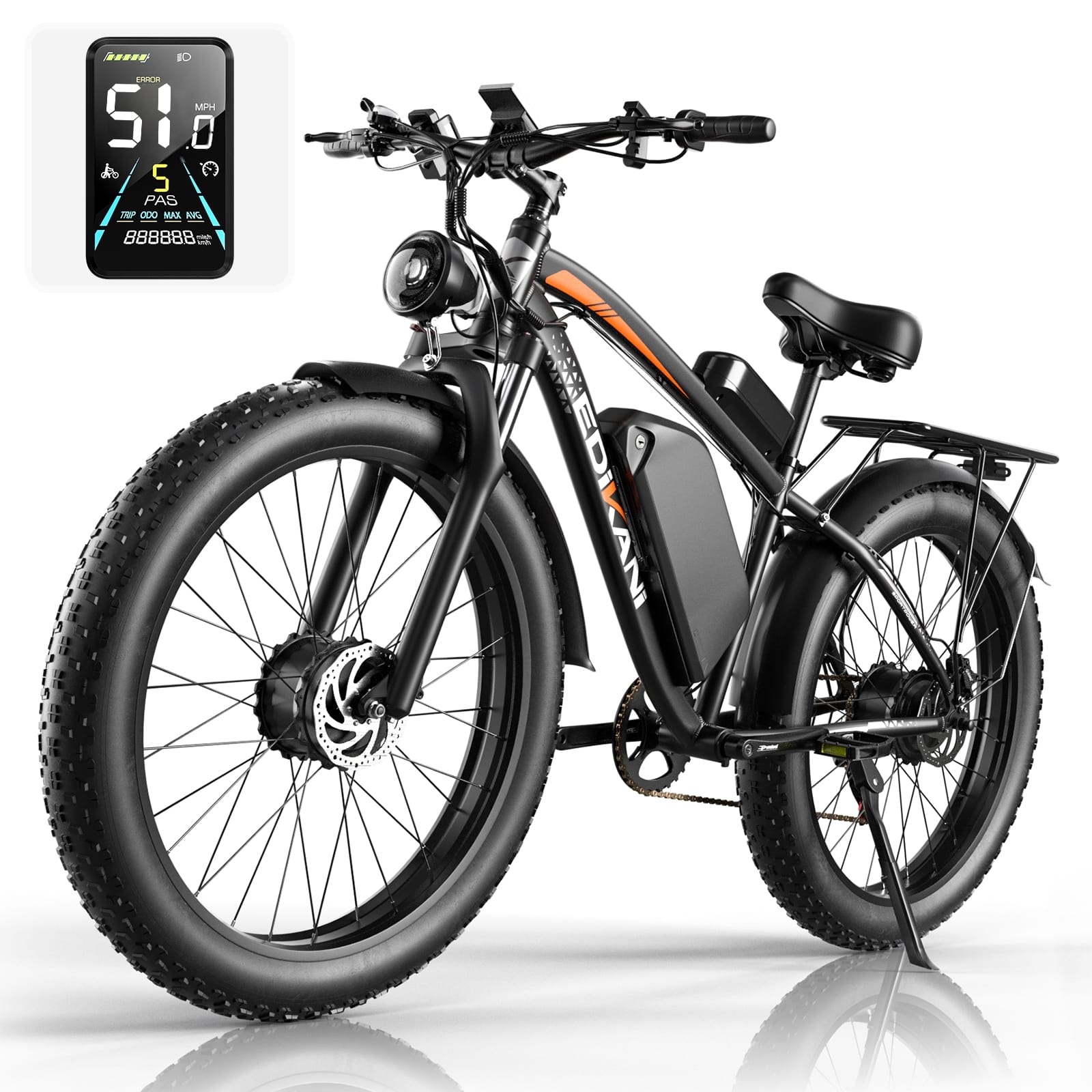 EDIKANI ED-SN01 5000W Peak Dual Motor Fat Tire Electric Bike-4