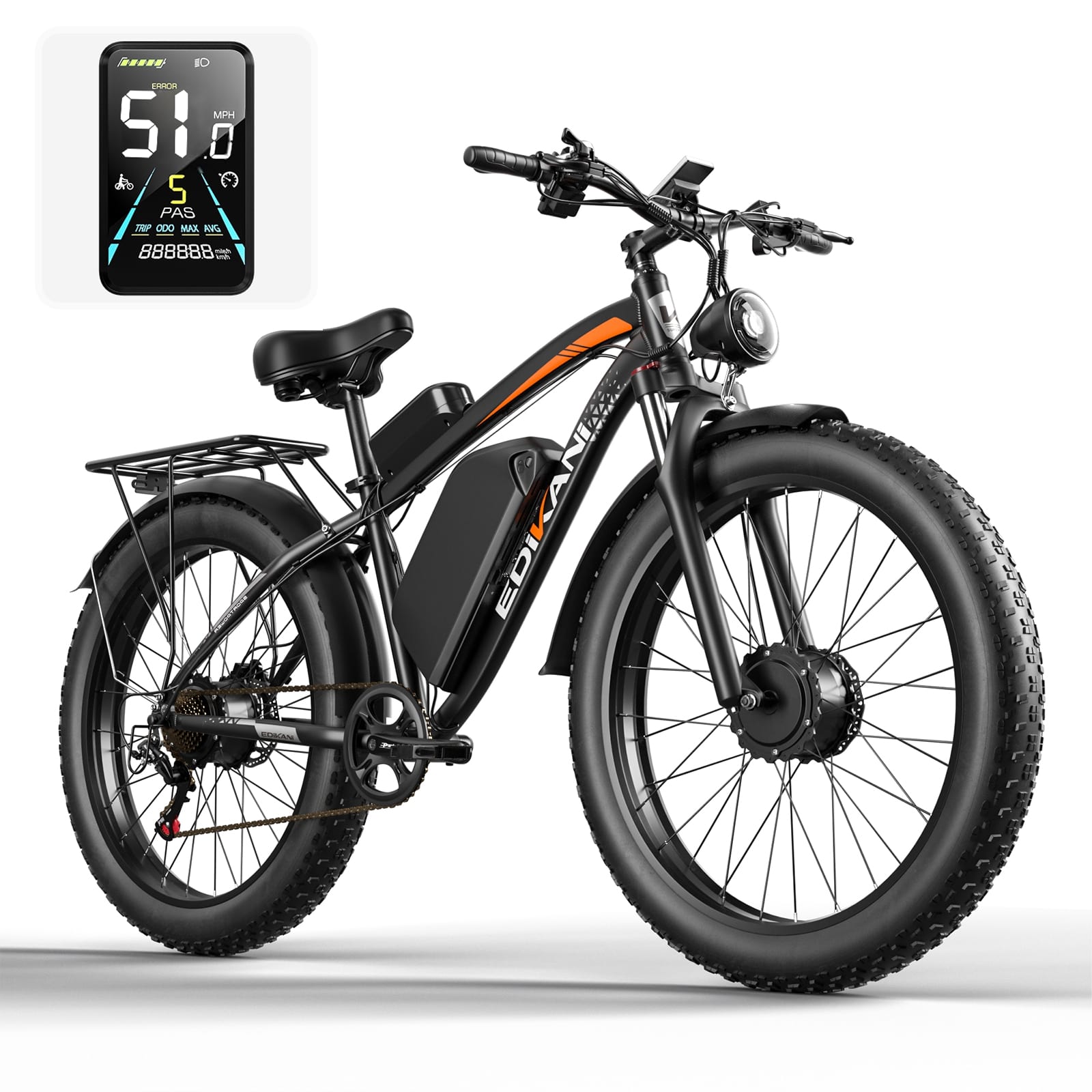 EDIKANI ED-SN01 5000W Peak Dual Motor Fat Tire Electric Bike-5