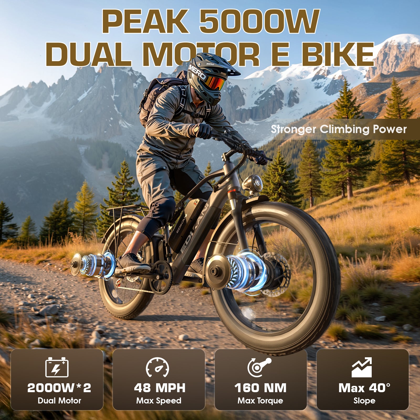 EDIKANI TOP-D80 5000W Peak Dual Motor Fat Tire Electric Bikes