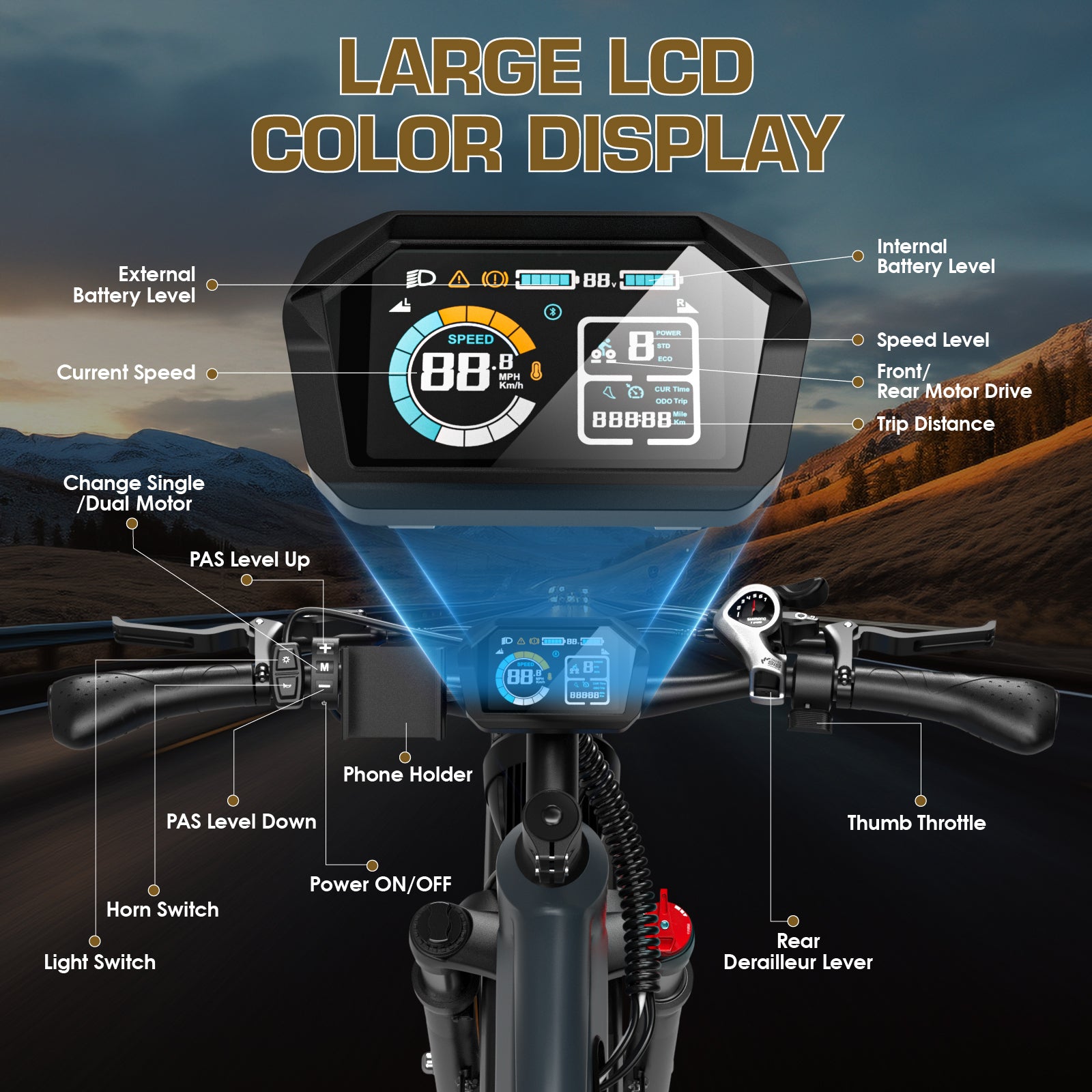 EDIKANI TOP-D80 5000W Peak Dual Motor Fat Tire Electric Bikes