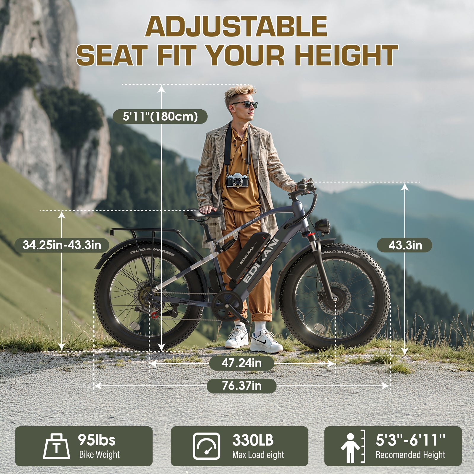 EDIKANI TOP-D80 5000W Peak Dual Motor Fat Tire Electric Bikes