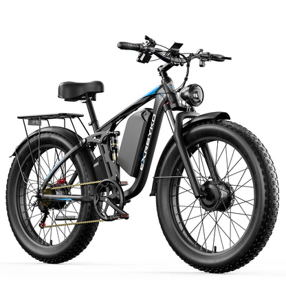 EXRBYKO EX-R05 3000W Peak Dual Motor 26" Full Suspension Fat Tire Electric Bike-5