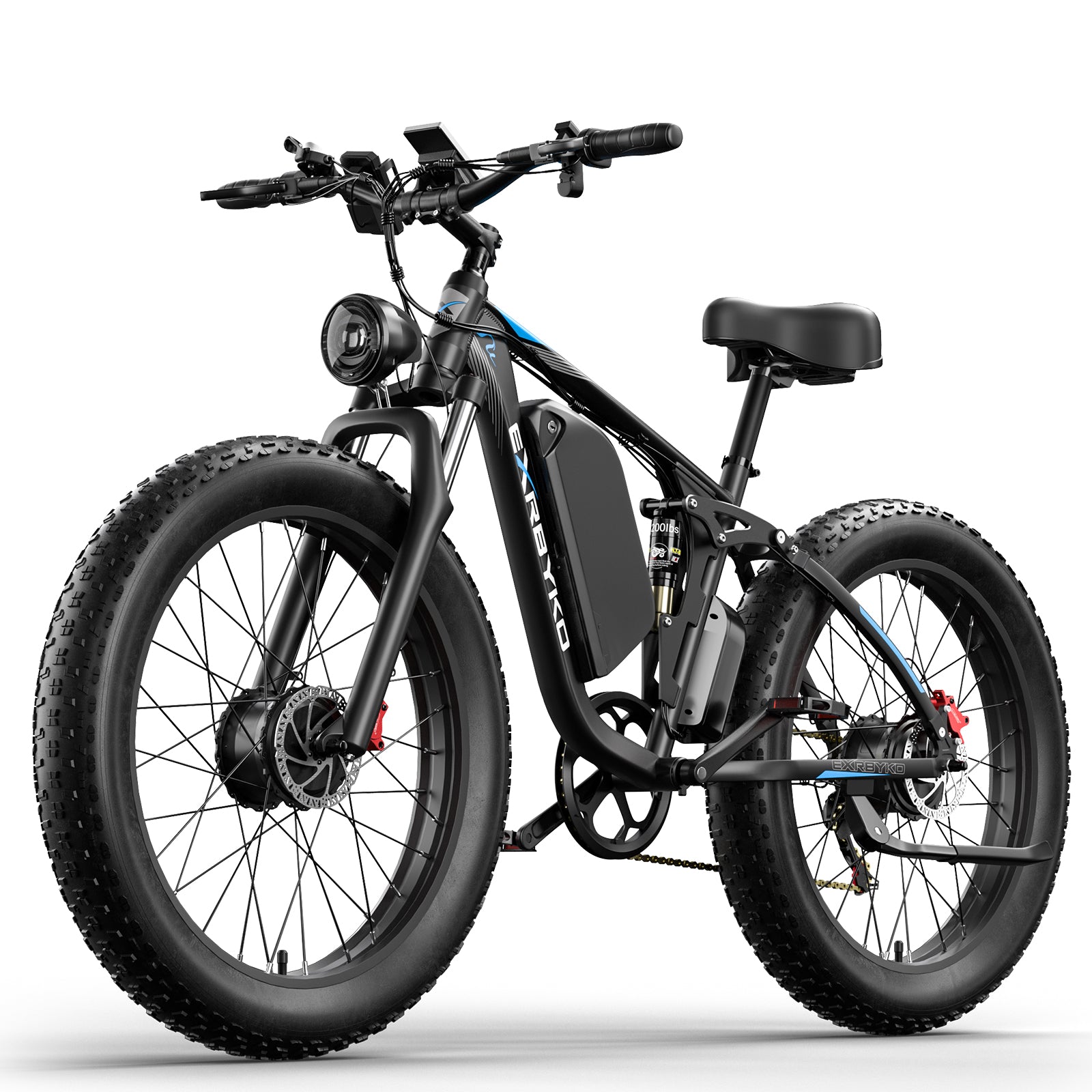EXRBYKO EX-R05 3000W Peak Dual Motor 26" Full Suspension Fat Tire Electric Bike-6