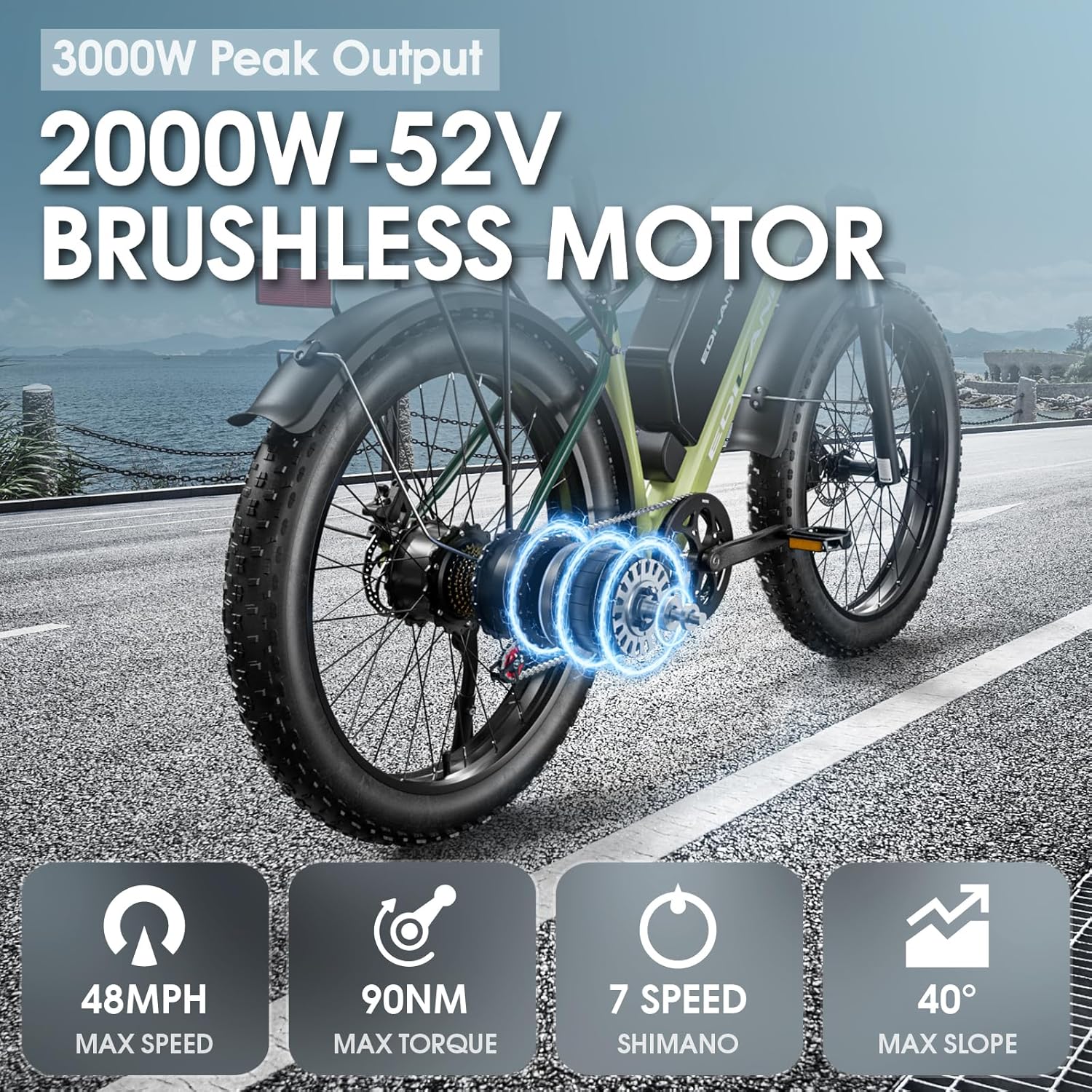 EDIKANI TOP-S80 3000W Peak Motor Fat Tire Electric Bike