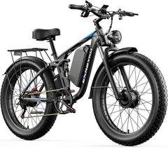 EDIKANI 26" Full Suspension 3000W Peak Dual Motor Fat Tire Electric Bike