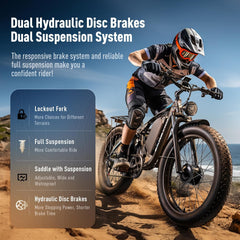 EDIKANI 26" Full Suspension 3000W Peak Dual Motor Fat Tire Electric Bike