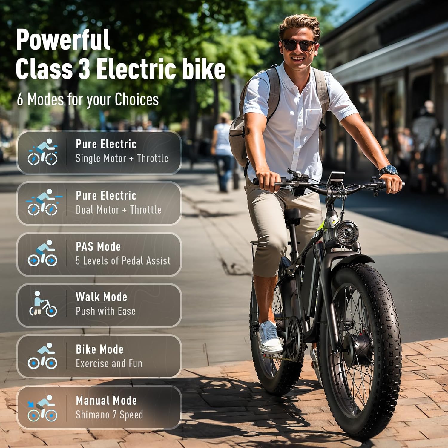 EDIKANI 26" Full Suspension 3000W Peak Dual Motor Fat Tire Electric Bike