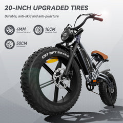 JANSNO X50 Fat Tire Electric Bike for Adults,NFC Display